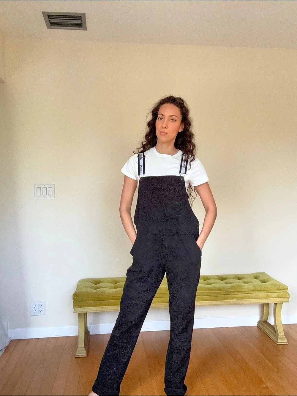 Dickies Logo Strap Bib Overalls Black Bib Overalls Size Large - Picture 4 of 8